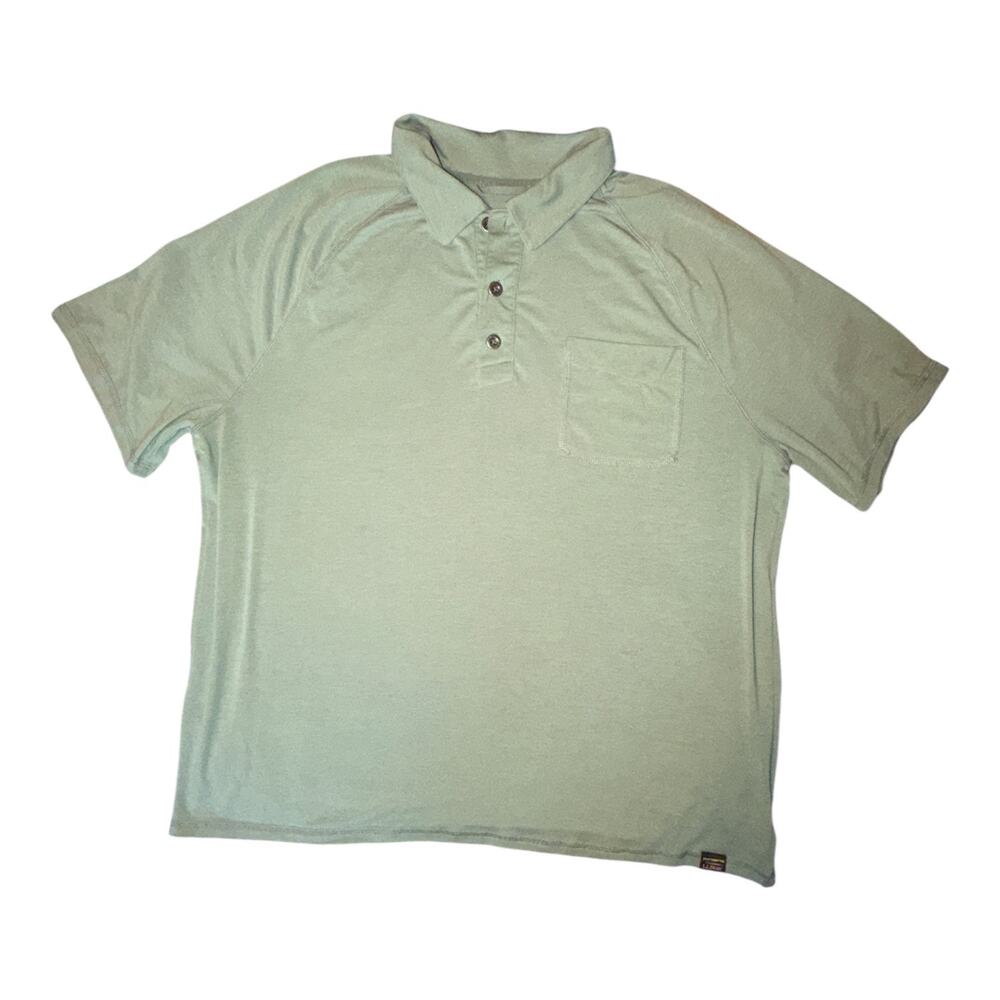 LL Bean Polo Shirt Mens XL Slightly Fitted Green Pocket 513650 Hiking Outdoor